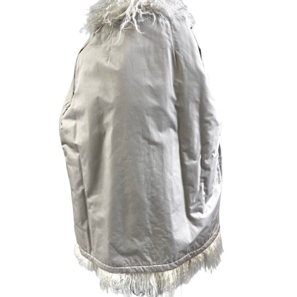 Genuine Mongolian Shearling Tibetan Fur Coat Jacket Stroller M + Hat VTG Mob Wif See pic of label