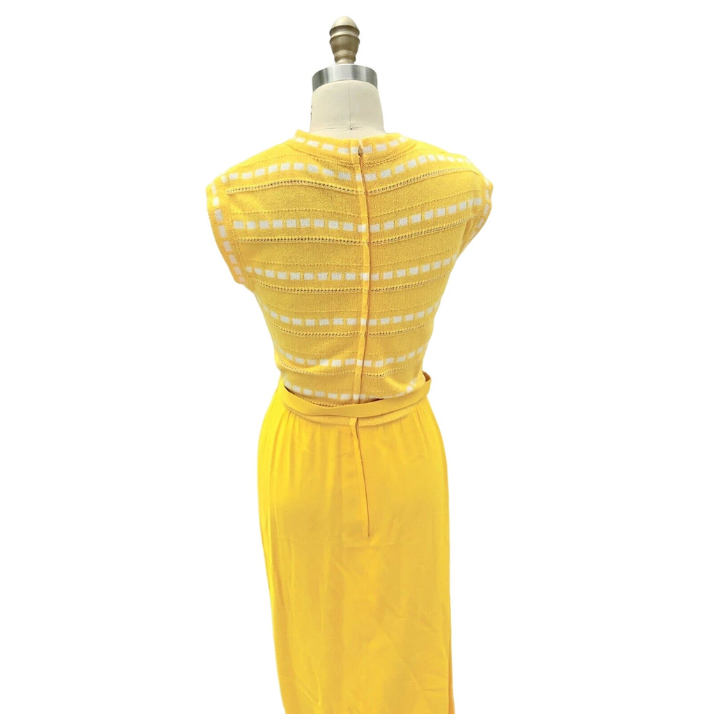 Retro ViNTAGE 70s PAT SANDLER Yellow KNiT SWEATER DRESS & Jacket M NWT SET Pat Sandler