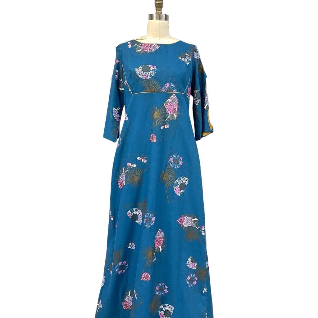 NWT Vtg Alfred Shaheen 60s Maxi Dress Hawaiian Lounge Wear Geisha S/M Alfred Shaheen