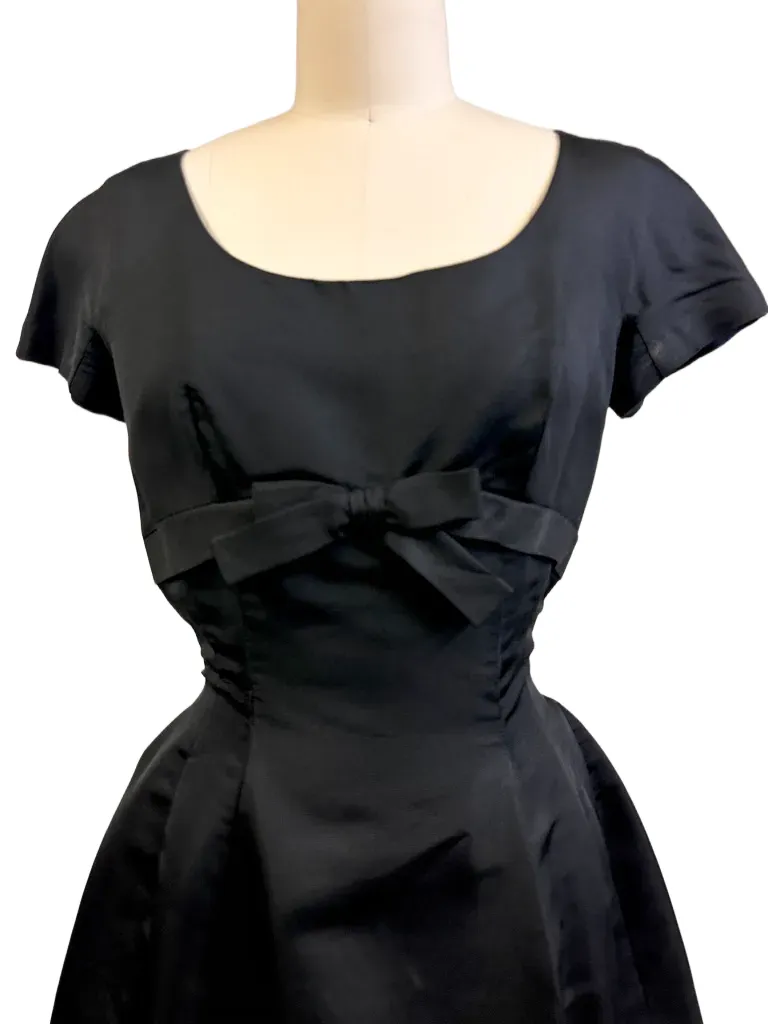 Vintage Black Silk Faille Cocktail Dress W/Jacket Branell 1950S 34-26-Free New Arrivals,Women's Branell