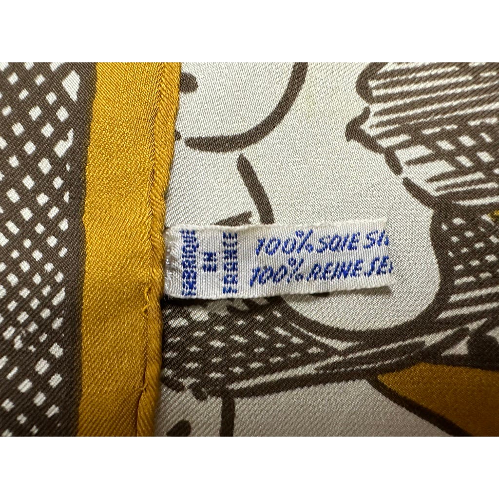 VTG Givenchy Mob Wife Silk Scarf France Brown Gold Bird Gull Design 30" Square Givenchy