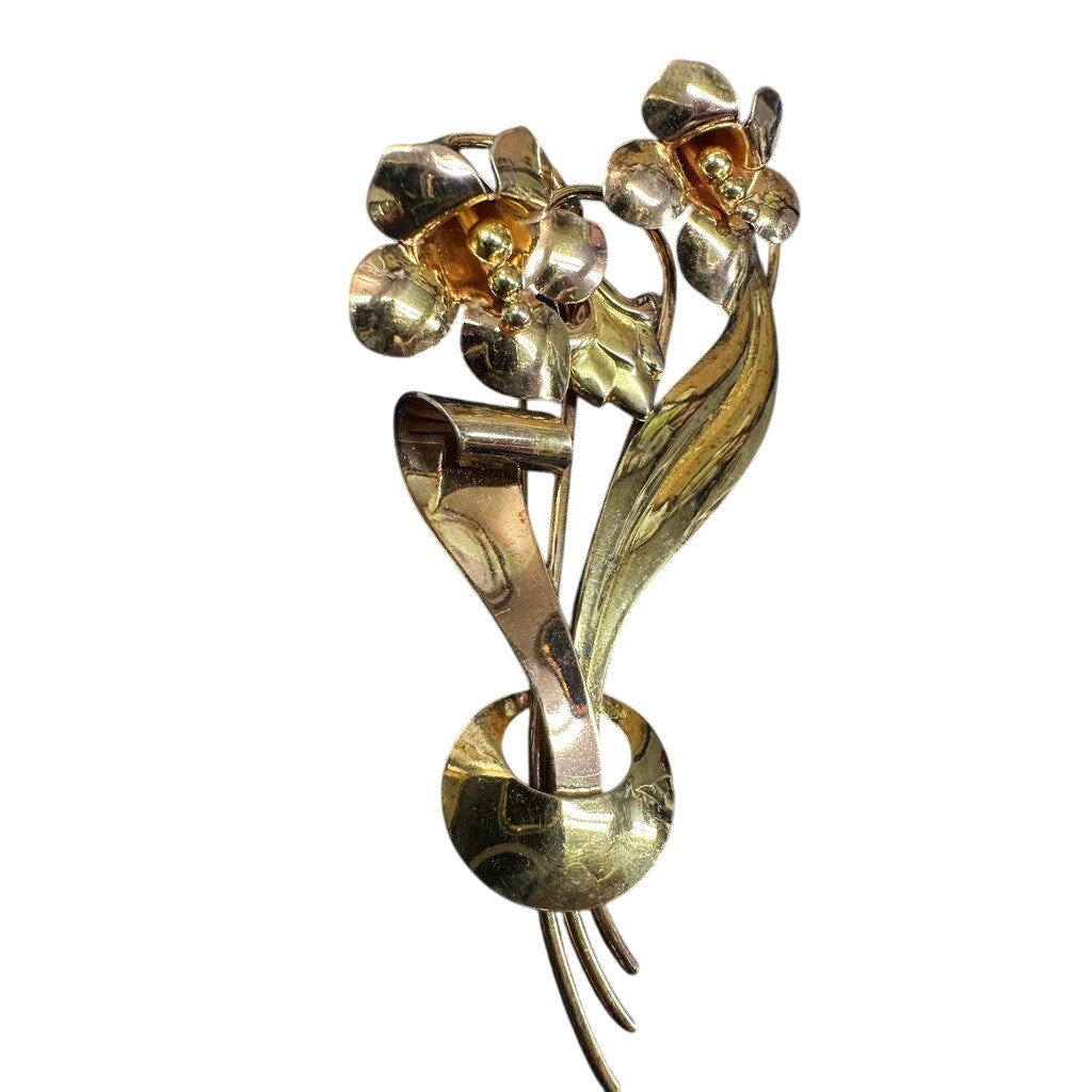 12k GF on Sterling Silver Flower Brooch Pin Vintage Signed CA Carl Art 1930s Carl Art