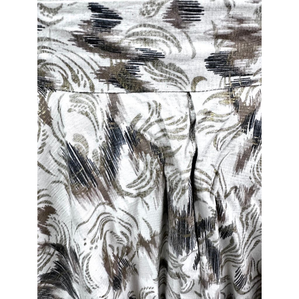 Fab 1950s VTG Circle Skirt 100% Cotton Black/Gold Metallic Abstract Pattern XS Handmade