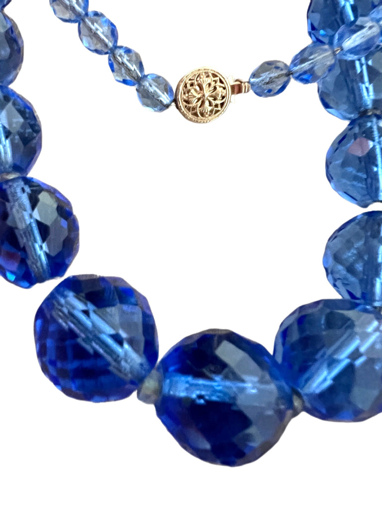 Vintage Estate Jewelry Necklace Blue Quartz Faceted Beads 14K 34" Jewelry The Best Vintage Clothing