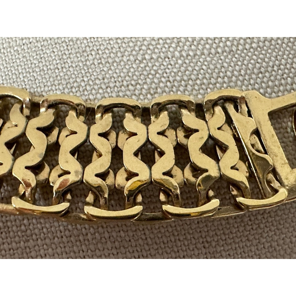 Vintage Signed Monet Flat Woven Gold Tone Choker Collar Necklace 16" Monet