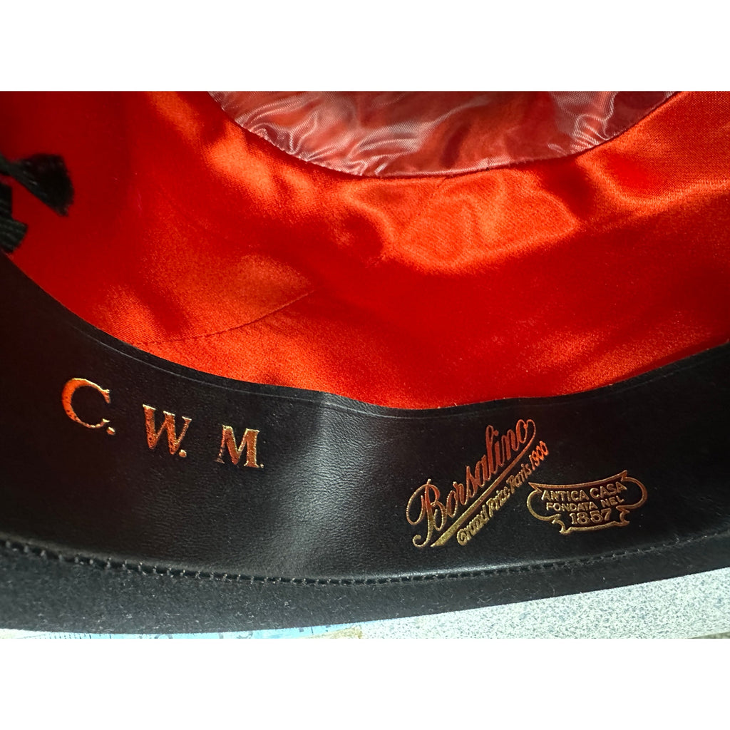 Borsalino Mens BOWLER Hat vtg Black Fur Felt XX Grand Prix Paris 1900 sz 7 1/4 Borsalino