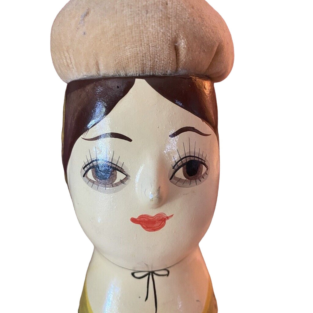 VTG Gemma Taccogna Look Folk Art Paper Mache Made in Japan Art Pin Cushion Doll Gemma Taccogna