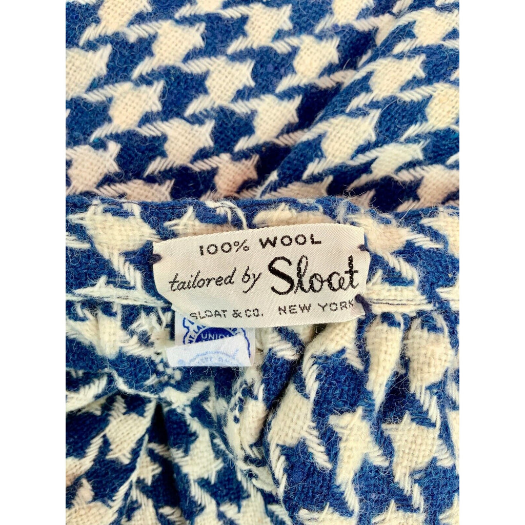 Retro 1960s Women’s Small 6 Wool Skirt Navy Blue/White Herringbone Sloat Vintage Sloat