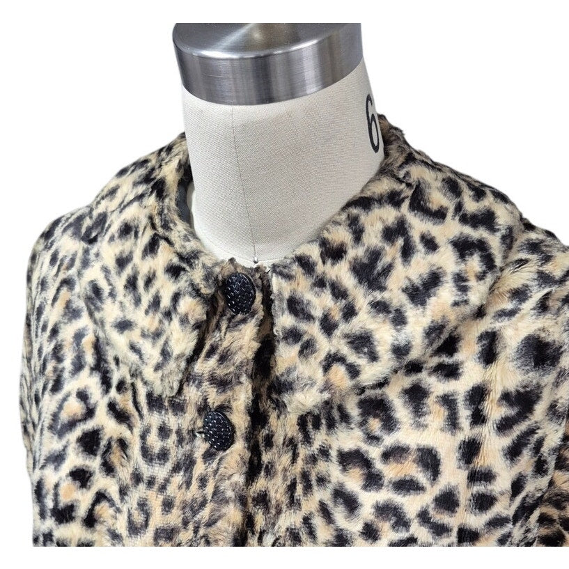 Authentic '50s VTG Animal Print Faux Fur Bolero Jacket Audrey Hepburn M best vintage
