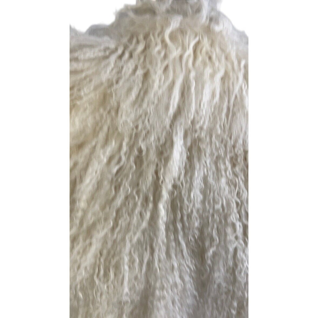 Genuine Mongolian Shearling Tibetan Fur Coat Jacket Stroller M + Hat VTG Mob Wif See pic of label