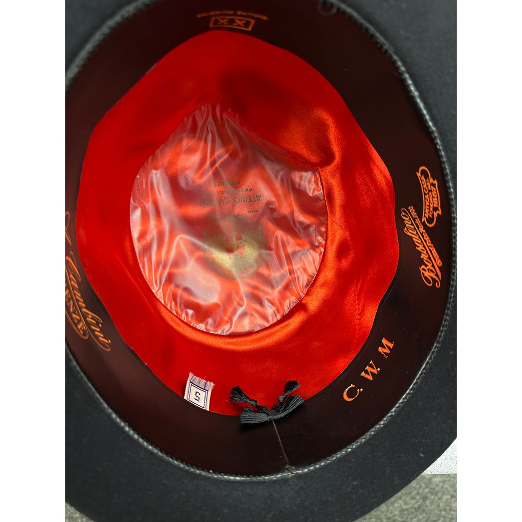 Borsalino Mens BOWLER Hat vtg Black Fur Felt XX Grand Prix Paris 1900 sz 7 1/4 Borsalino