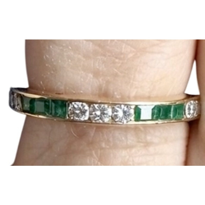 Bailey Banks & Biddle 2.1ct Emerald Diamond Channel Set Eternity Ring 14KT Gold Bailey Banks & Biddle