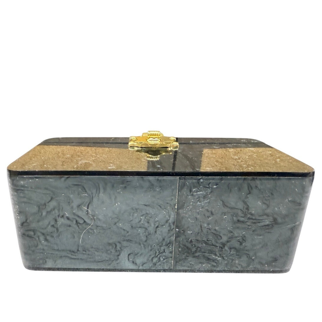 Fabulous 1940s Pearlized Gray Lucite Box Bag Purse - WW2 Era-Rockabilly Unbranded