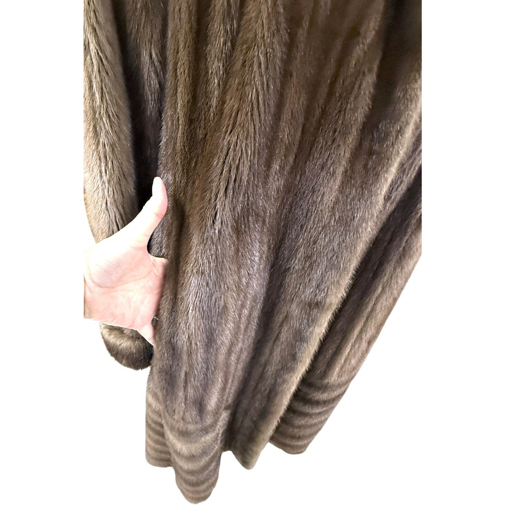 Stunning Alaskan Mink Fur Swing Coat+ Hat Full Length L/XL David Green 90" Sweep Vintage