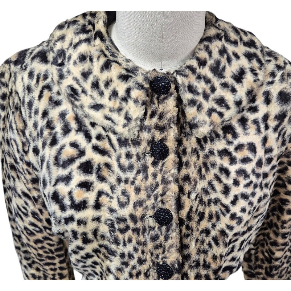 Authentic '50s VTG Animal Print Faux Fur Bolero Jacket Audrey Hepburn M best vintage