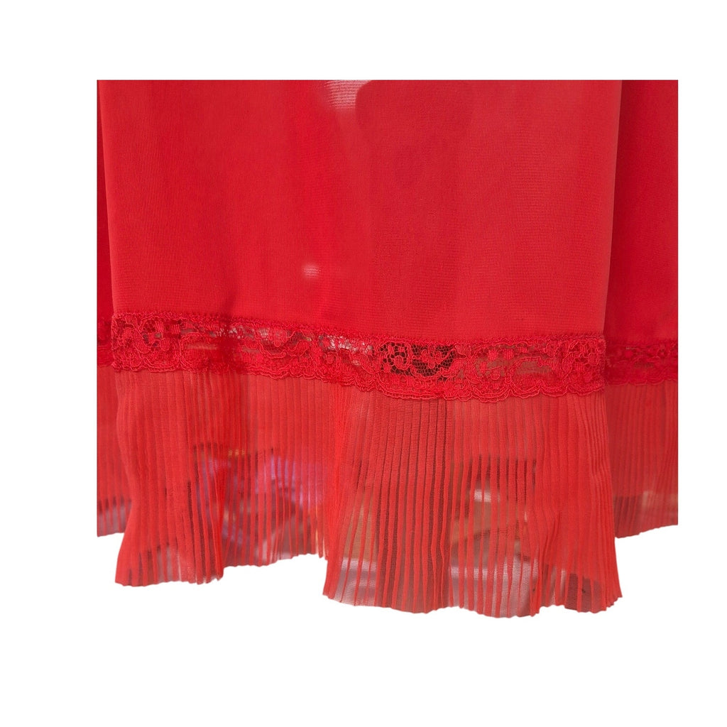 VTG 1950s Pinehurst Lingerie Red Nylon Tricot Slip Lace/Crystal Pleat Hem Sz M Pinehurst