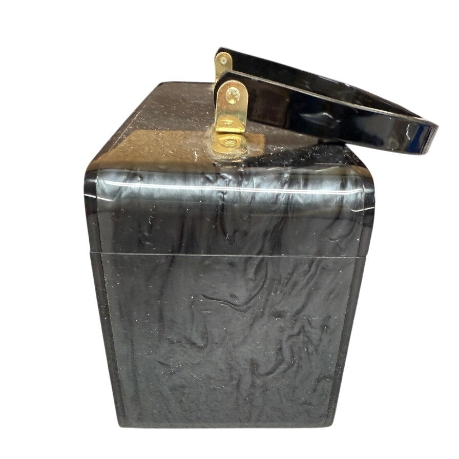 Fabulous 1940s Pearlized Gray Lucite Box Bag Purse - WW2 Era-Rockabilly Unbranded