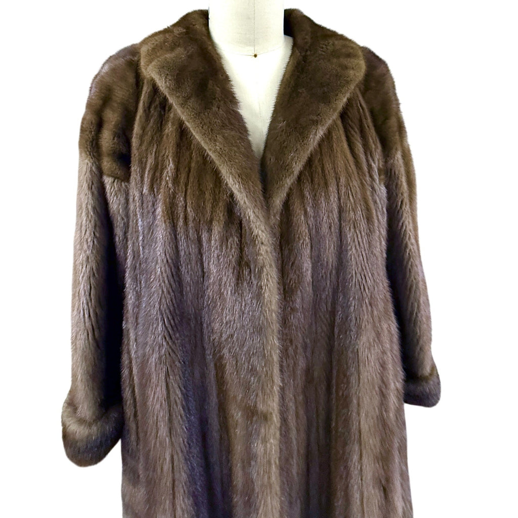 Stunning Alaskan Mink Fur Swing Coat+ Hat Full Length L/XL David Green 90" Sweep Vintage