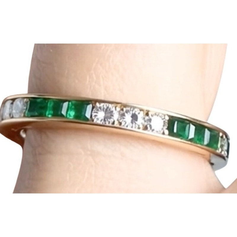 Bailey Banks & Biddle 2.1ct Emerald Diamond Channel Set Eternity Ring 14KT Gold Bailey Banks & Biddle