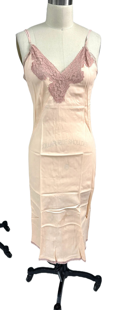 Vintage Peach Rayon Full Slip Lace Trimmed 1940s 34 Damaged lingerie The Best Vintage Clothing