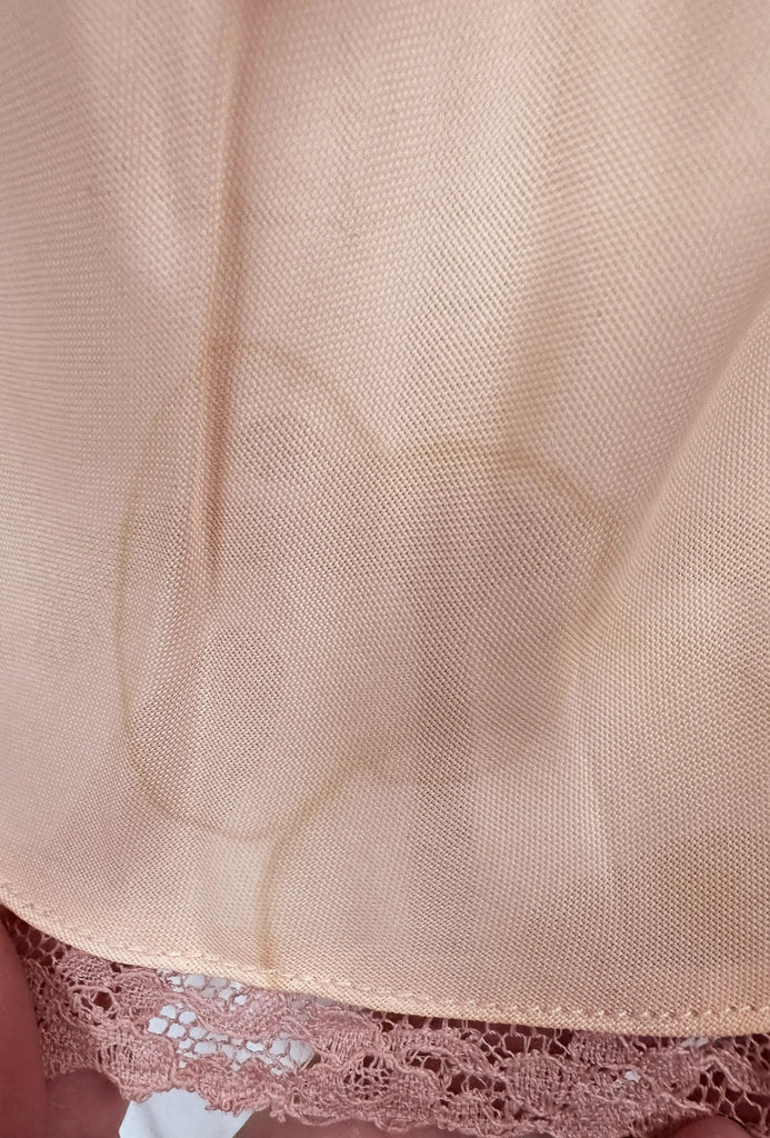 Vintage Peach Rayon Full Slip Lace Trimmed 1940s 34 Damaged lingerie The Best Vintage Clothing