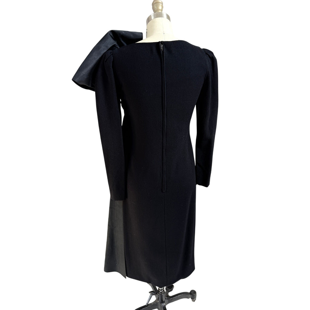 VTG 1960s Mollie Parnis Black Sheath Dress Avant Guard Asymmetrical Bow LBD sz2 Mollie Parnis