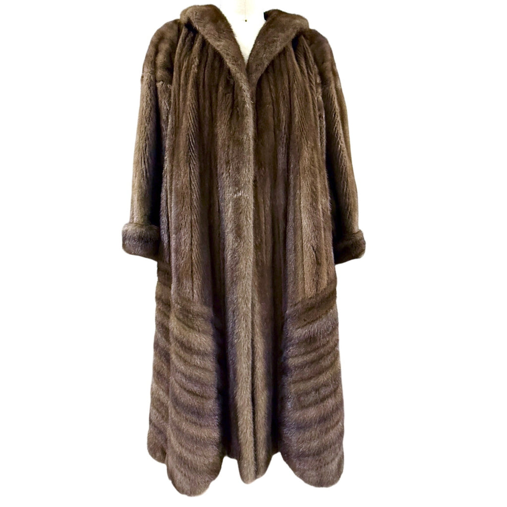 Stunning Alaskan Mink Fur Swing Coat+ Hat Full Length L/XL David Green 90" Sweep Vintage