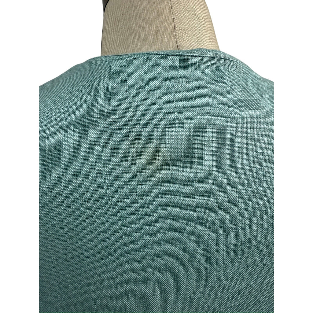 1940s 1950s VTG Bob Low Sz S 6 Aqua Blue Sleeveless Linen Day Dress Lace Collar Bob Low