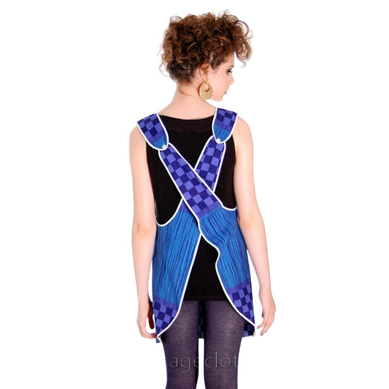 VTG 60s Finnish Pinafore Apron Dress Tyyli-Essu Oy Lahti Crossback Smock S-M Tyyli-Essu Oy Lahti