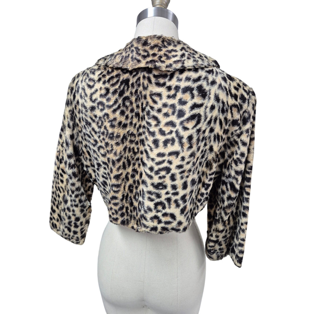 Authentic '50s VTG Animal Print Faux Fur Bolero Jacket Audrey Hepburn M best vintage