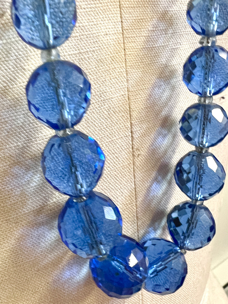Vintage Estate Jewelry Necklace Blue Quartz Faceted Beads 14K 34" Jewelry The Best Vintage Clothing