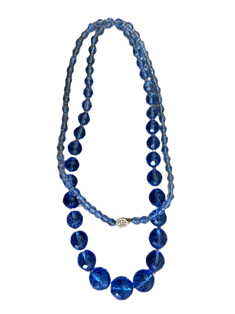 Vintage Estate Jewelry Necklace Blue Quartz Faceted Beads 14K 34" Jewelry The Best Vintage Clothing