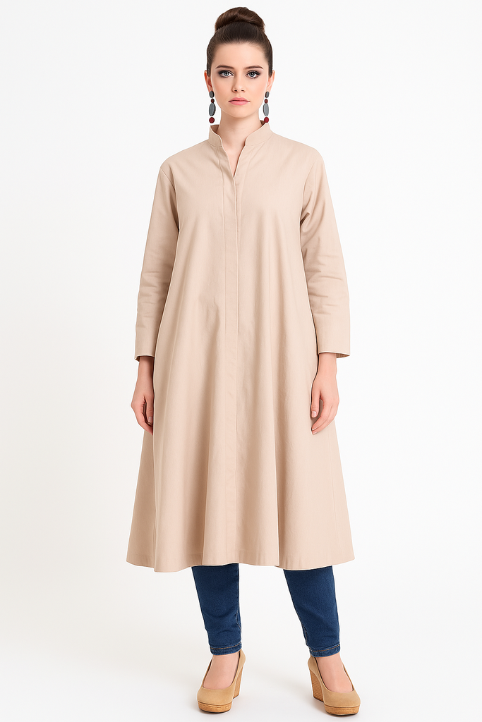 VTG 1970s Vuokko Suomi Finland Khaki Poplin Mod Tent Coat Zip Front 36 S M vuokko Vuokko