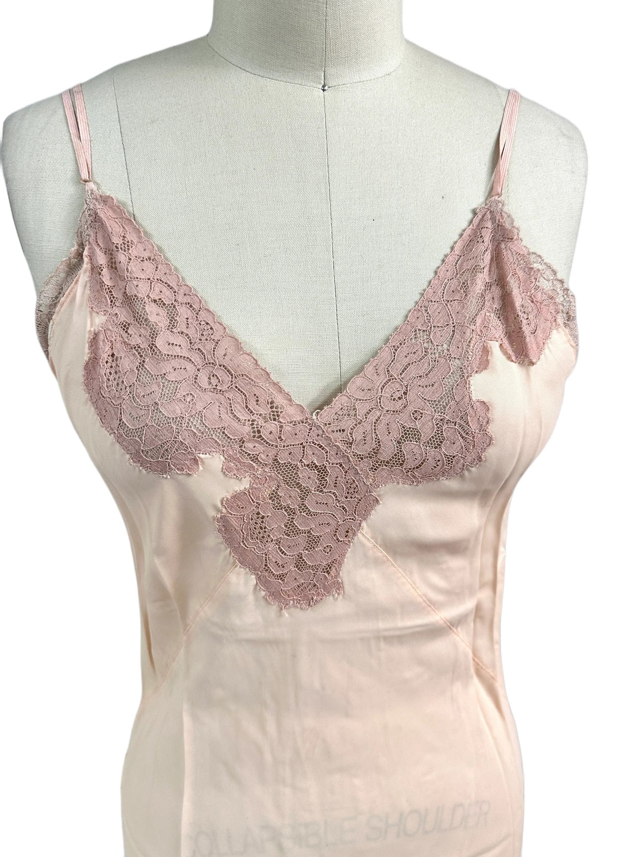 Vintage Peach Rayon Full Slip Lace Trimmed 1940s 34 Damaged lingerie The Best Vintage Clothing