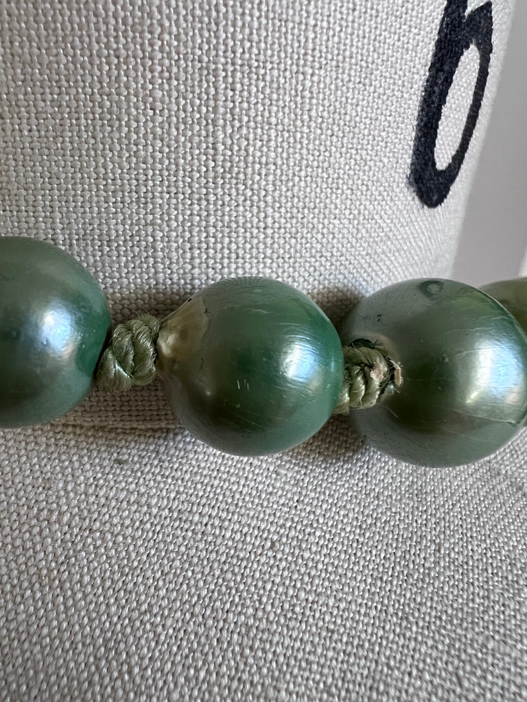 Vintage Necklace Green Composition Beads Graduated 1940s 29" Jewelry,On Sale The Best Vintage Clothing