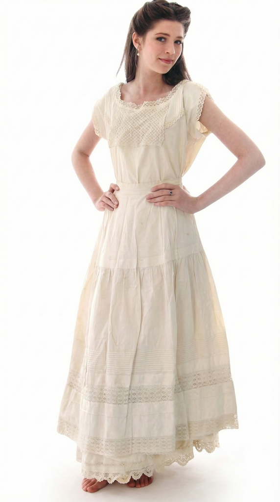 Antique Victorian 5-Pc Wedding Trousseau Set Fancy Whites Large Romantic Cottage Women's,New Arrivals The Best Vintage Clothing