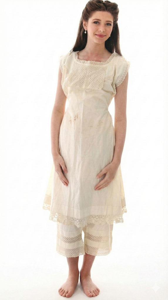 Antique Victorian 5-Pc Wedding Trousseau Set Fancy Whites Large Romantic Cottage Women's,New Arrivals The Best Vintage Clothing