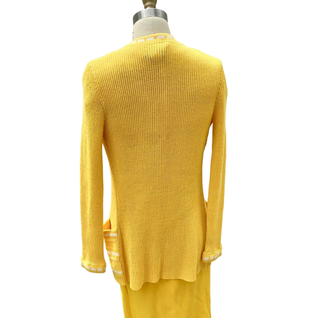Retro ViNTAGE 70s PAT SANDLER Yellow KNiT SWEATER DRESS & Jacket M NWT SET Pat Sandler