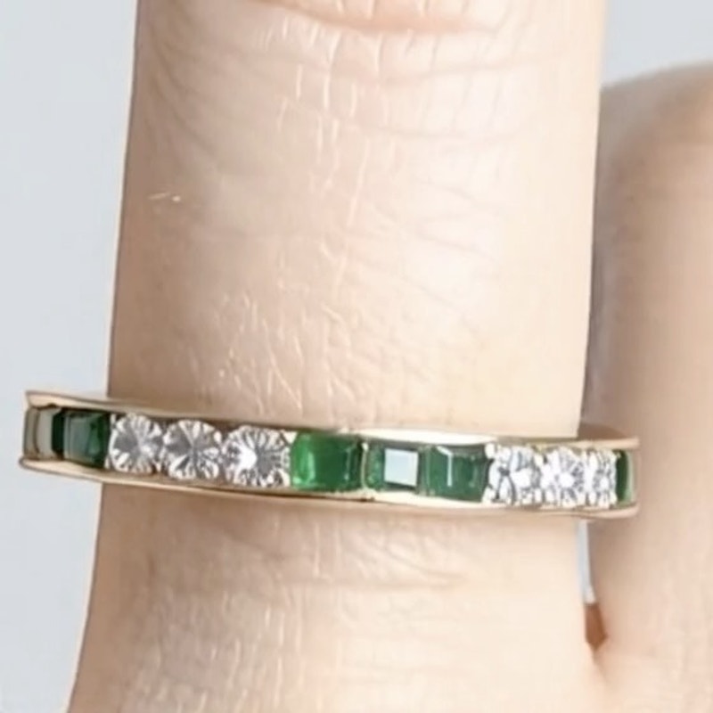Bailey Banks & Biddle 2.1ct Emerald Diamond Channel Set Eternity Ring 14KT Gold Bailey Banks & Biddle