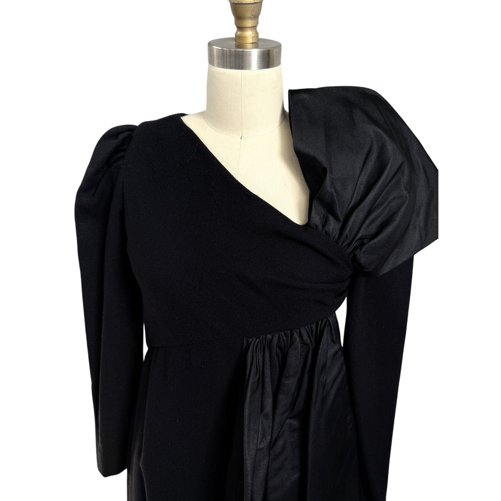 VTG 1960s Mollie Parnis Black Sheath Dress Avant Guard Asymmetrical Bow LBD sz2 Mollie Parnis