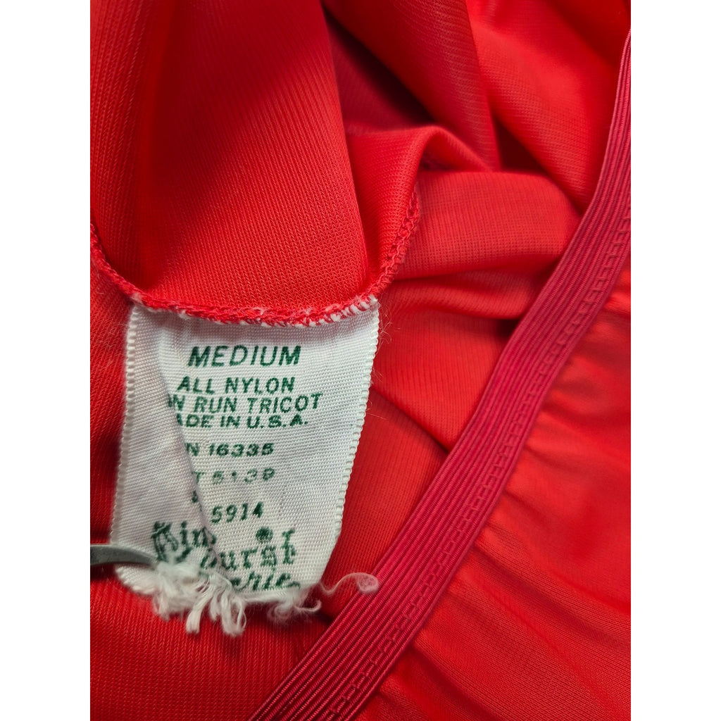VTG 1950s Pinehurst Lingerie Red Nylon Tricot Slip Lace/Crystal Pleat Hem Sz M Pinehurst