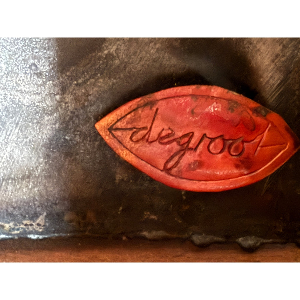 RARE VTG Signed Brutalist Horse Head Metal Sculpture by Willem DeGroot 1970s Degroot