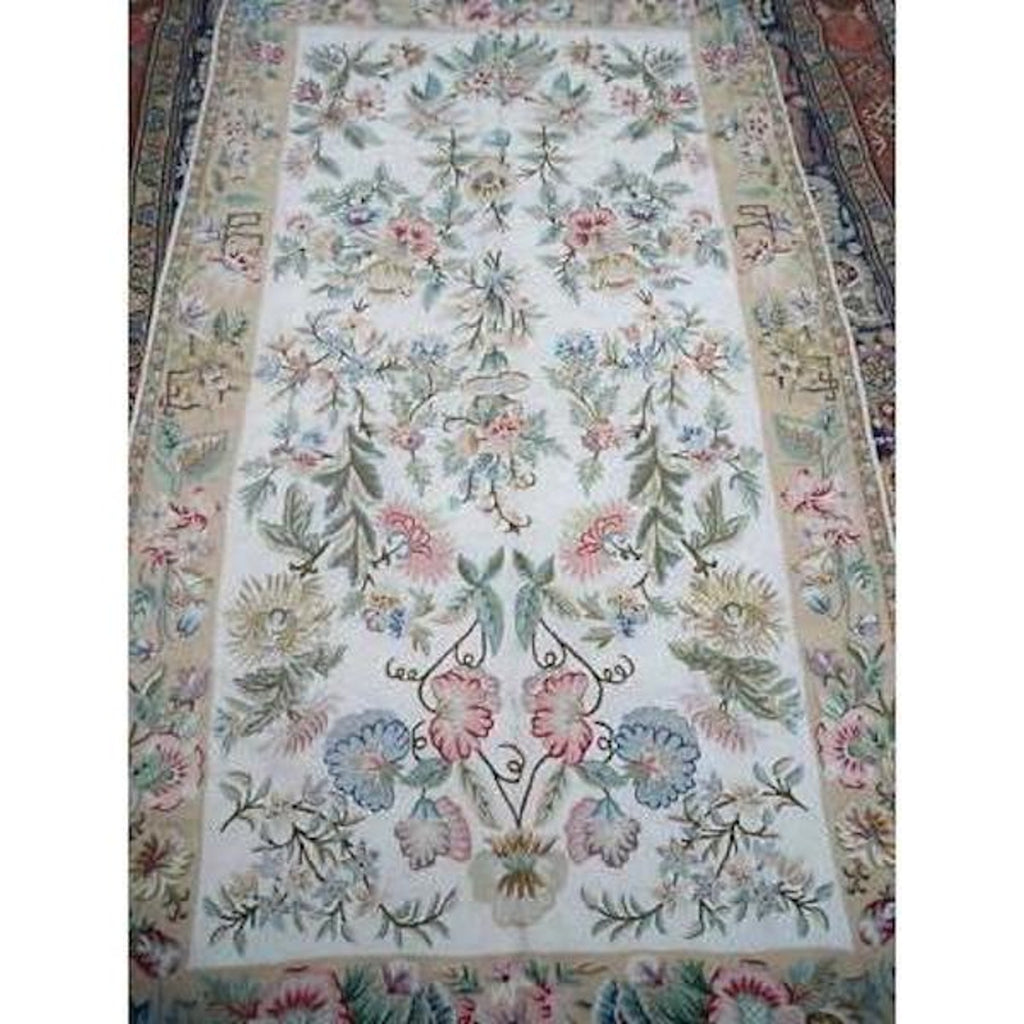 VTG 1959 Suffering Moses Srinagar Kashmir Wool Rug 44x83 Floral Hand-Made Collectibles Suffering Moses