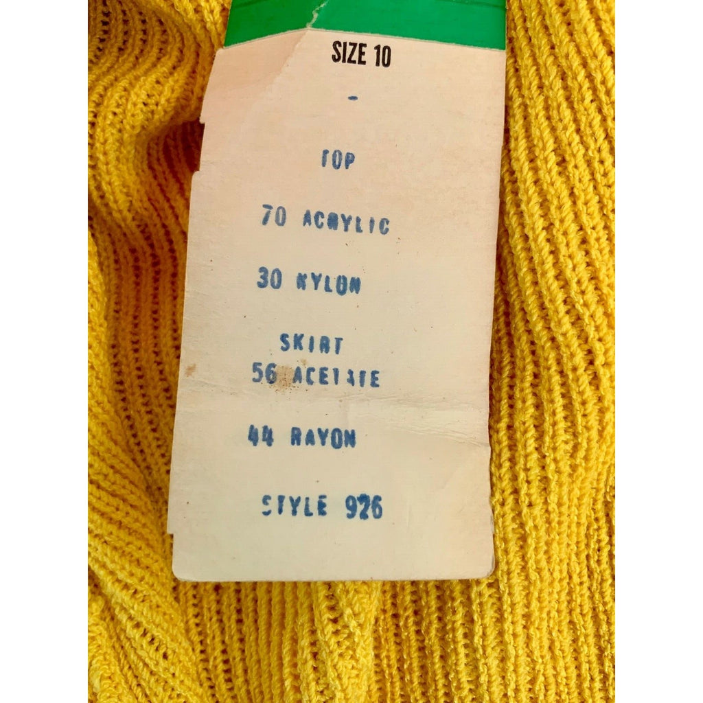 Retro ViNTAGE 70s PAT SANDLER Yellow KNiT SWEATER DRESS & Jacket M NWT SET Pat Sandler