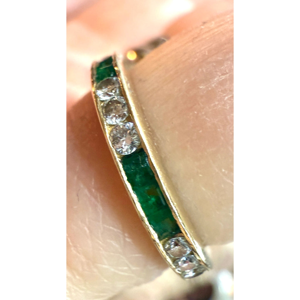Bailey Banks Biddle 2CT TOTAL Channel Set Emerald/Diamond 14KT Yellow Gold Eternity Ring Ladies 5 Bailey Banks & Biddle