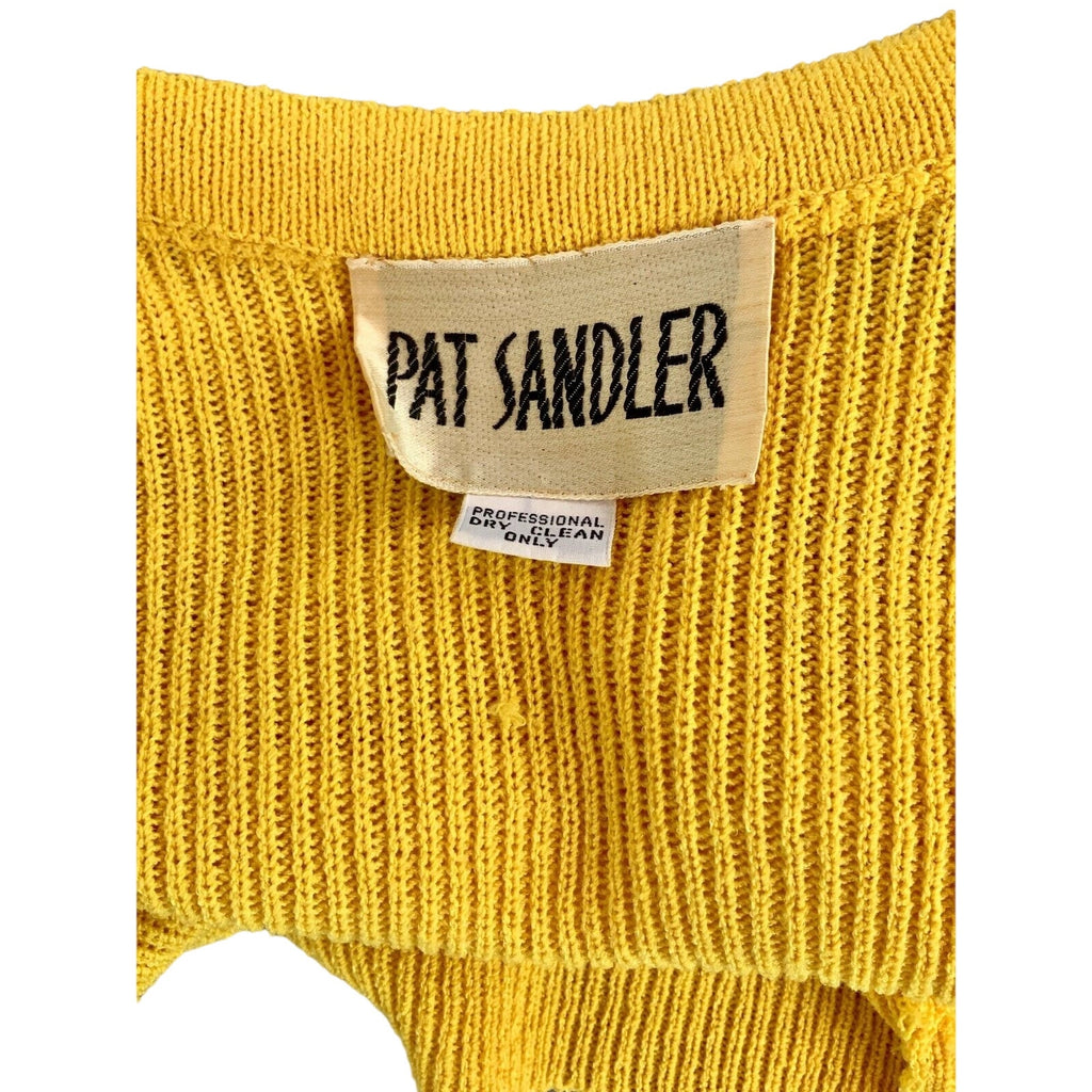 Retro ViNTAGE 70s PAT SANDLER Yellow KNiT SWEATER DRESS & Jacket M NWT SET Pat Sandler