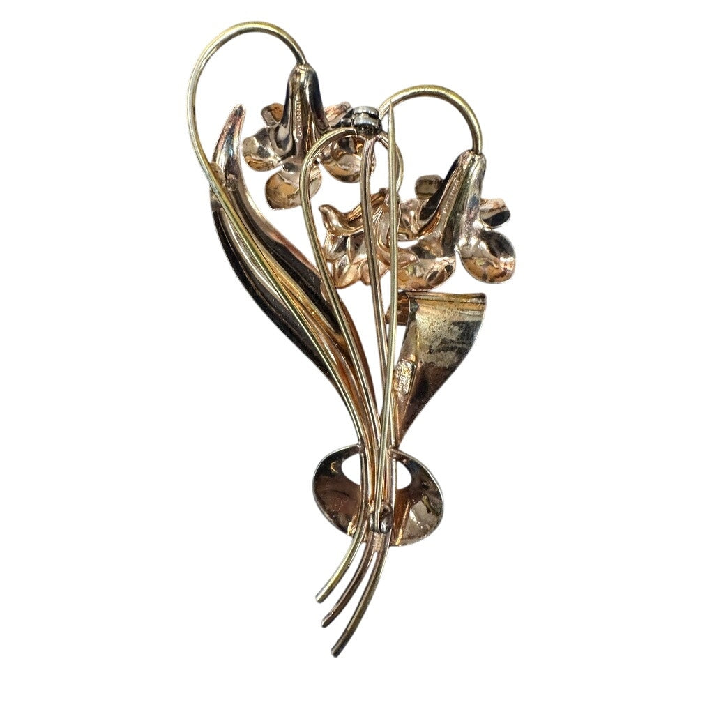 12k GF on Sterling Silver Flower Brooch Pin Vintage Signed CA Carl Art 1930s Carl Art