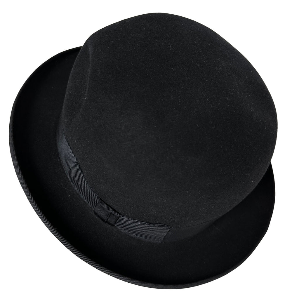 Borsalino Mens BOWLER Hat vtg Black Fur Felt XX Grand Prix Paris 1900 sz 7 1/4 Borsalino