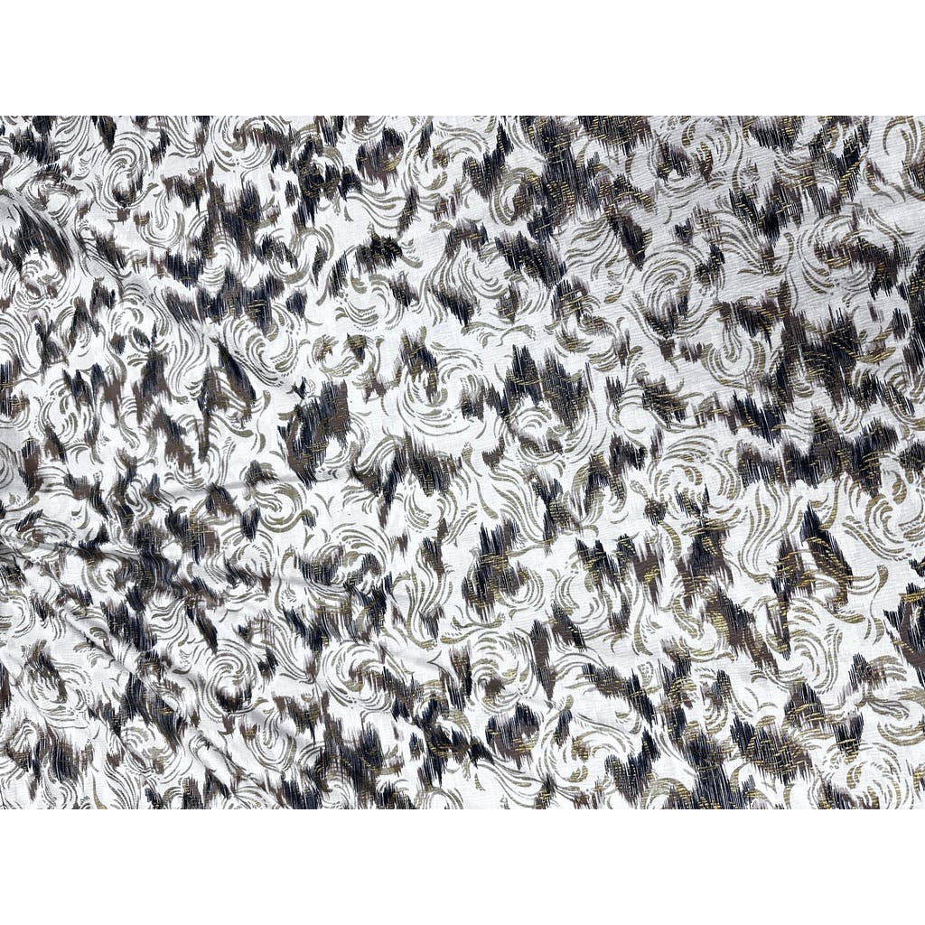 Fab 1950s VTG Circle Skirt 100% Cotton Black/Gold Metallic Abstract Pattern XS Handmade