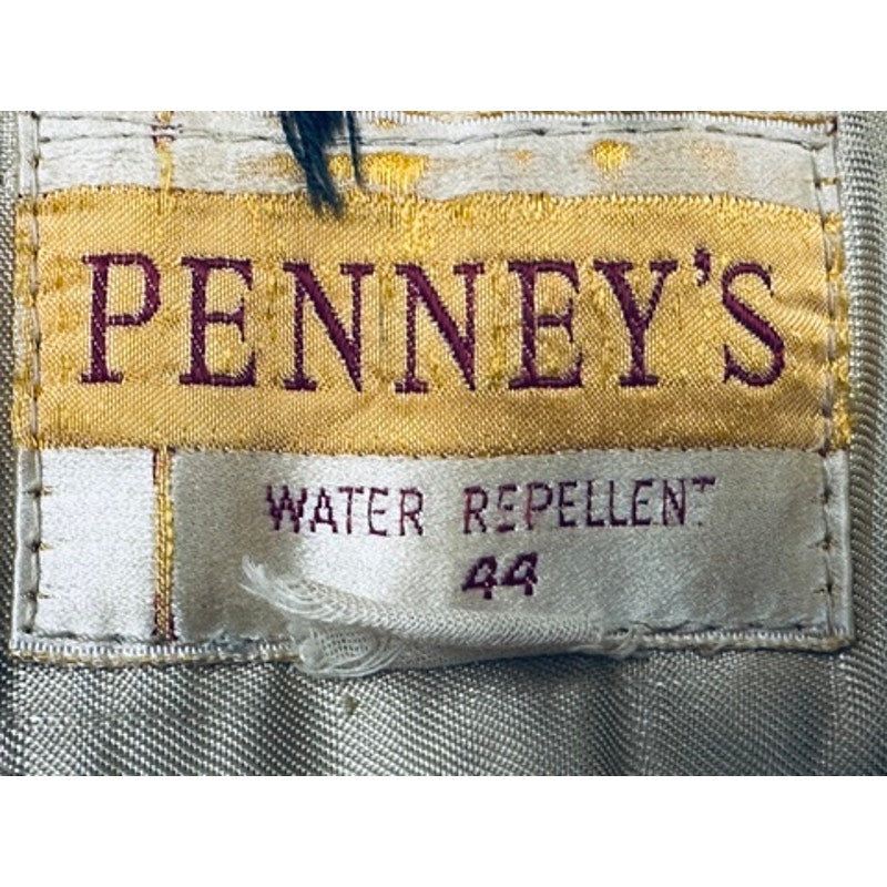 50s VTG Penneys Winter Coat Blue W/Sherpa Collar Mens Sz L 44 Quilted Lining J C Penney